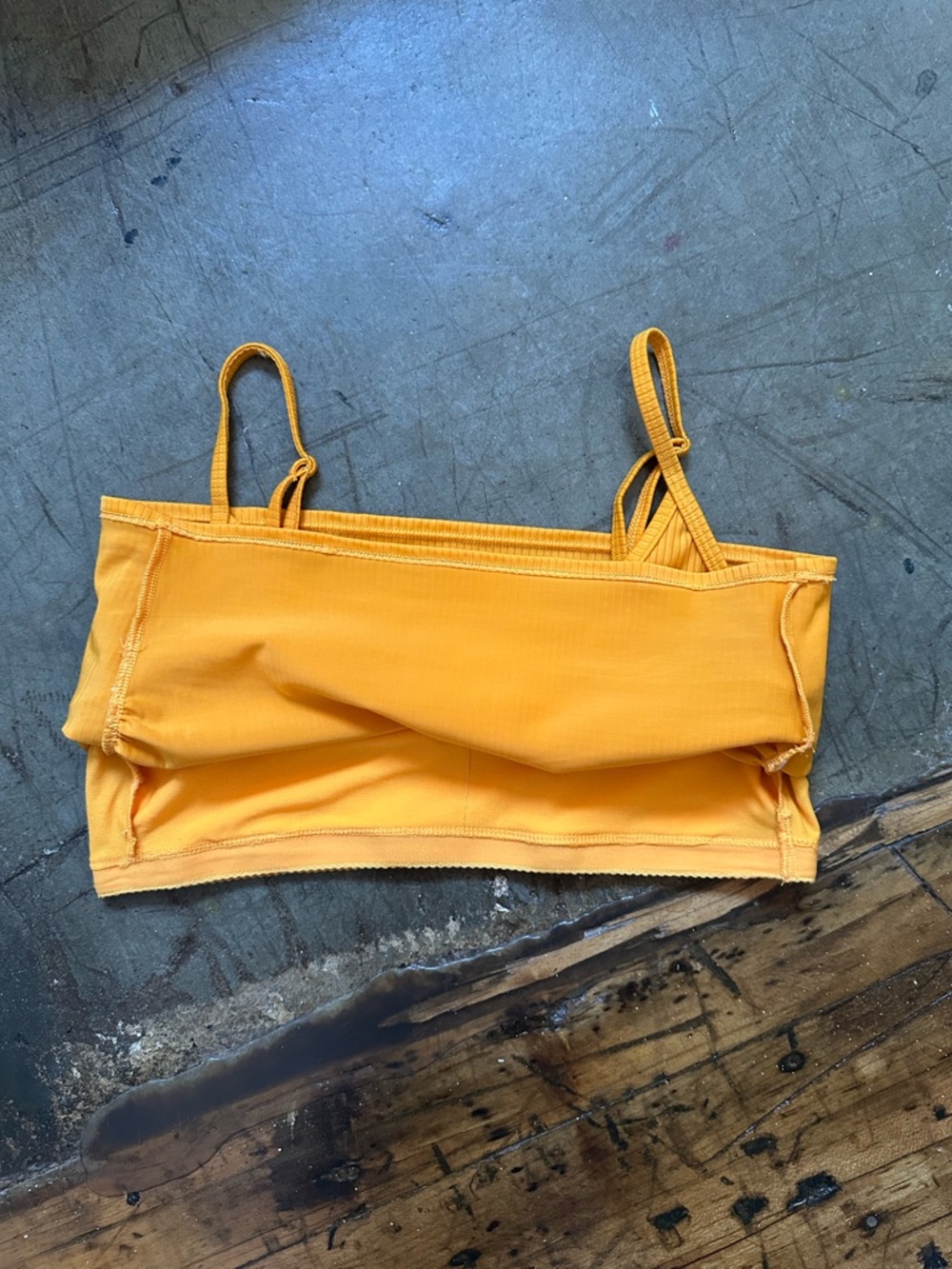 Yellow Ribbed Crop Bikini Top with Pink-Orange Ombre Tie-Side Bottoms - Picture 4 of 8